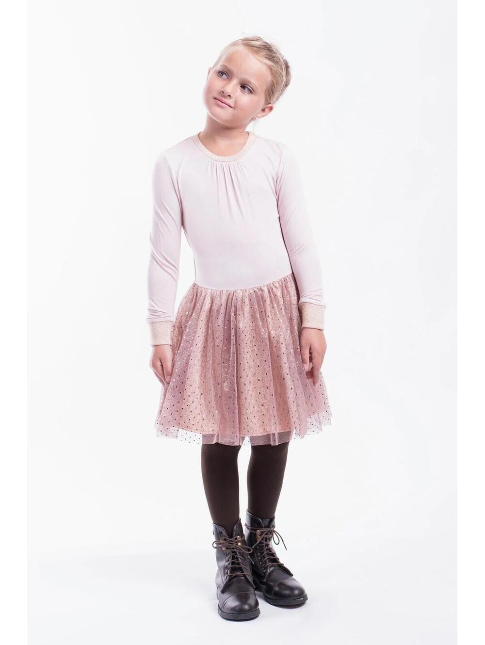 imoga pixiedust Girls Long Sleeve Pink Dress with Tulle Skirt